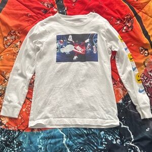 Nike Kids White Long Sleeve Tee with Graphic Print